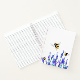 Beautiful Spring Flowers and Bees Flying - Drawing Notebook
