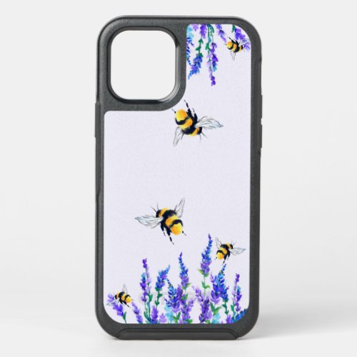 Beautiful Spring Flowers and Bees Flying _ Drawing OtterBox Symmetry iPhone 12 Case