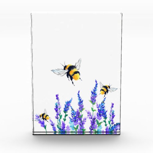 Beautiful Spring Flowers and Bees Flying _ Drawing Photo Block