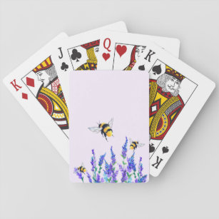 Beautiful Spring Flowers and Bees Flying - Drawing Playing Cards