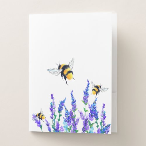 Beautiful Spring Flowers and Bees Flying _ Drawing Pocket Folder