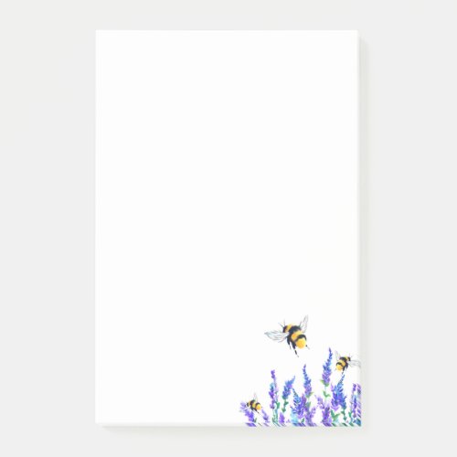 Beautiful Spring Flowers and Bees Flying  Drawing Post_it Notes