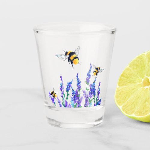 Beautiful Spring Flowers and Bees Flying _ Drawing Shot Glass