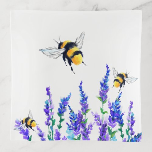 Beautiful Spring Flowers and Bees Flying _ Drawing Trinket Tray