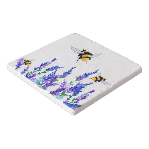 Beautiful Spring Flowers and Bees Flying _ Drawing Trivet