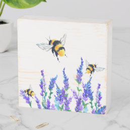 Beautiful Spring Flowers and Bees Flying - Drawing Wooden Box Sign