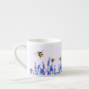 Beautiful Spring Flowers and Bees Flying  Espresso Cup