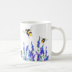 Beautiful Spring Flowers and Bees Flying - Joy Coffee Mug