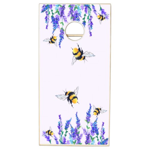 Beautiful Spring Flowers and Bees Flying _ Joy  Cornhole Set