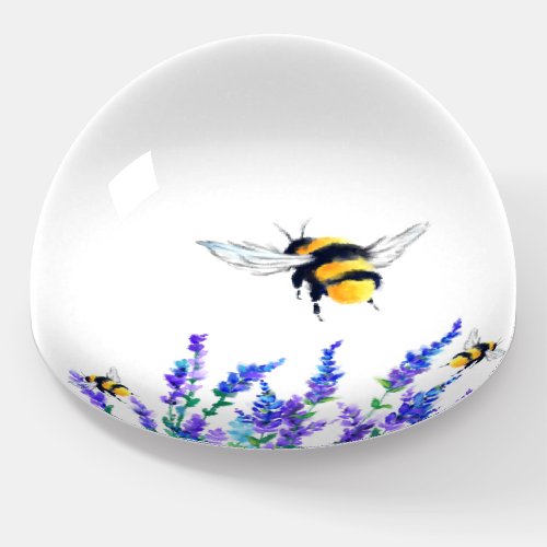 Beautiful Spring Flowers and Bees Flying _  Paperweight