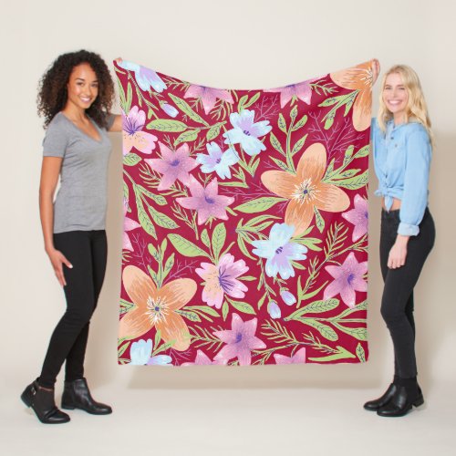 Beautiful Spring Flowers Fleece Blanket