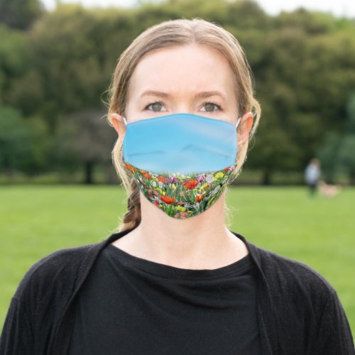 Beautiful Spring Flowers Garden floral pattern Adult Cloth Face Mask