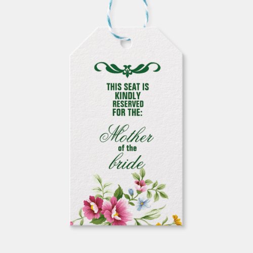 Beautiful Spring Flowers Mother of the Bride Seat Gift Tags