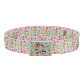 Beautiful  spring flowers watercolor paint belt