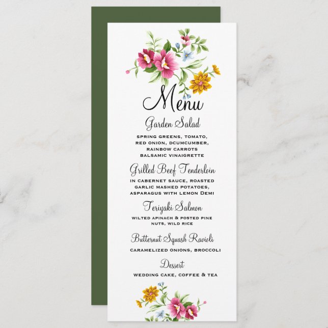 Beautiful Spring Flowers Wedding  Menu (Front/Back)