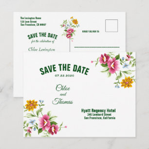 Beautiful Spring Flowers Wedding Save The Date Announcement Postcard
