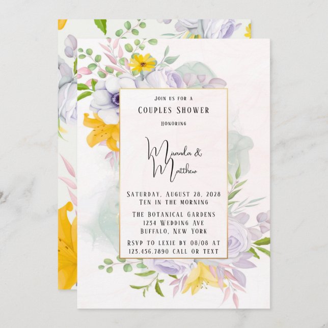 Beautiful Spring Morning Florals Couples Shower Invitation (Front/Back)