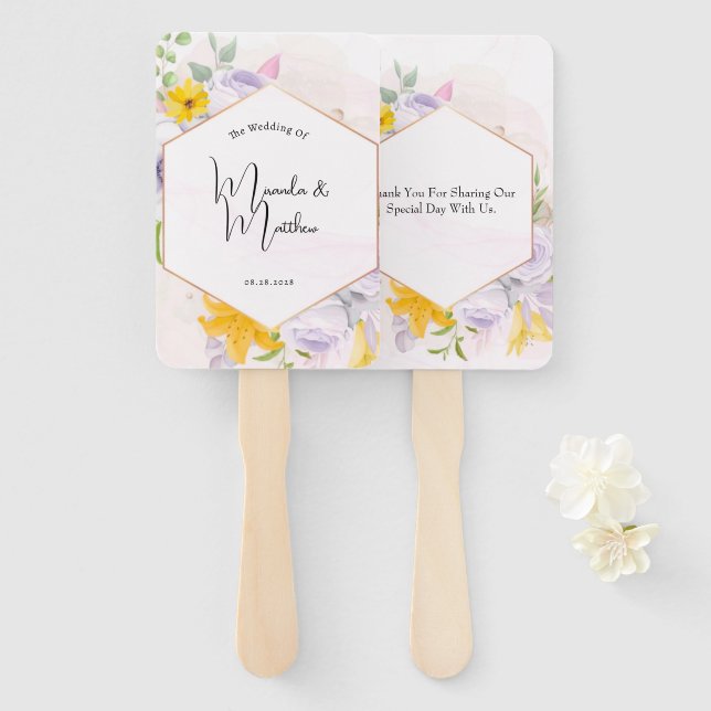 Beautiful Spring Morning Florals Wedding Hand Fan (Front and Back)