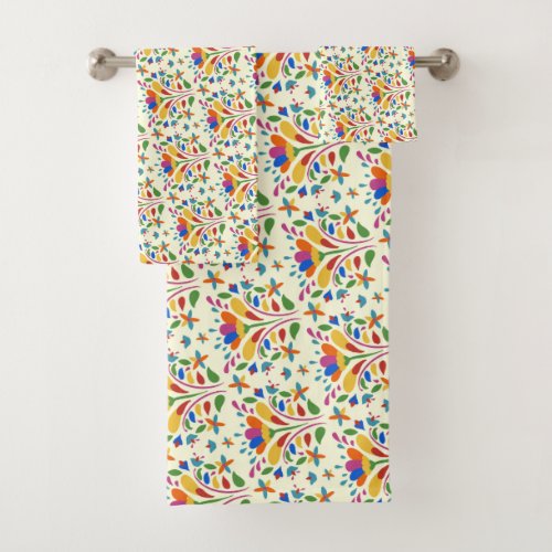 Beautiful Spring Otomi Flower Pattern cute summer Bath Towel Set