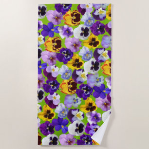 Beautiful Spring Pansies Beach Towel