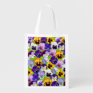 Beautiful Spring Pansies Grocery Bag