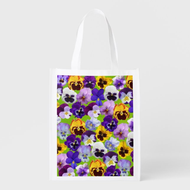 Beautiful Spring Pansies  Grocery Bag (Front)