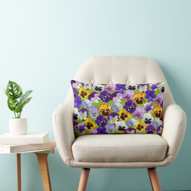 Beautiful Spring Pansies  Lumbar Pillow (Chair)