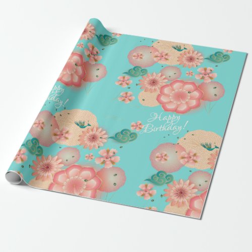 Beautiful Spring Peach Flowers Garden Decorative Wrapping Paper