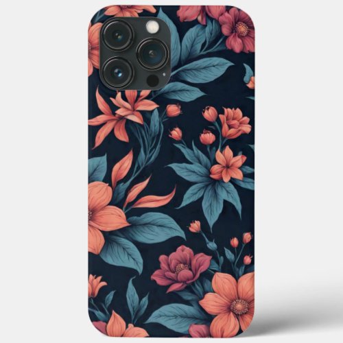 Beautiful Spring Pink  Red Floral Pattern Art  iPhone 13 Pro Max Case