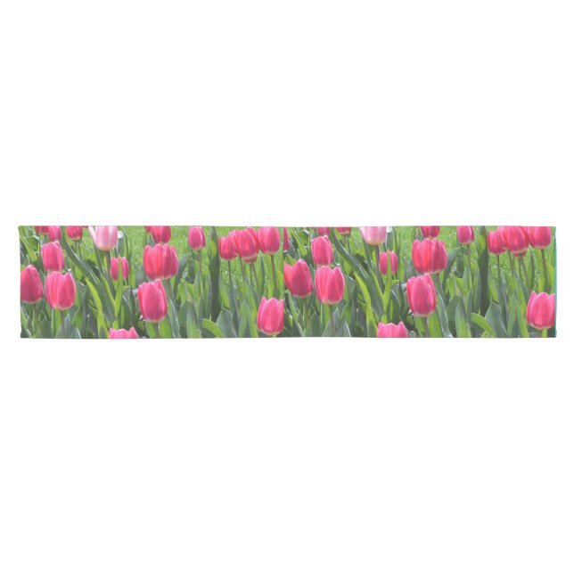 Beautiful spring pink tulip flowers short table runner (Horizontal)