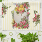 Beautiful Spring Roses and Baby Chicks Kitchen Towel (Folded)