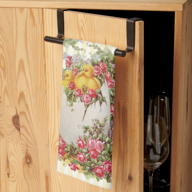 Beautiful Spring Roses and Baby Chicks Kitchen Towel (Thirds Fold)