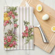 Beautiful Spring Roses and Baby Chicks Kitchen Towel