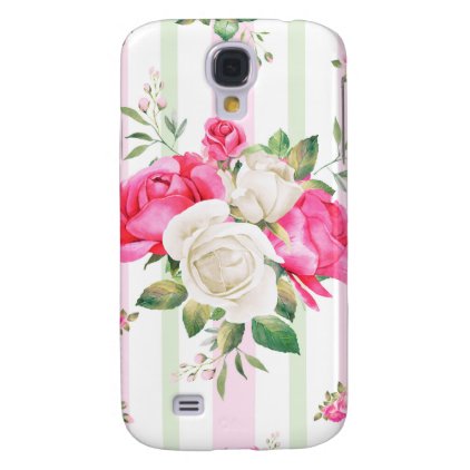 beautiful, spring,shabby chic, pink roses, chic, f galaxy s4 case