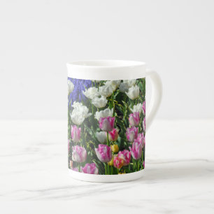 Beautiful spring tulips bone china mug