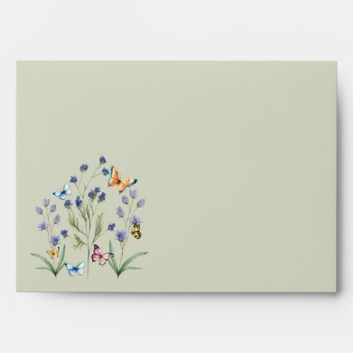 Beautiful Spring Wildflowers and Butterflies Envelope
