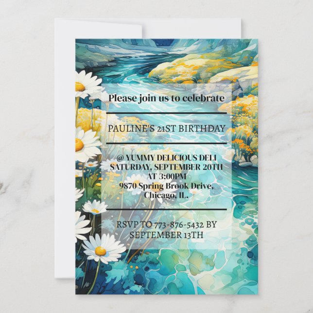Beautiful Springtime Creek Birthday Party Invitation (Front)