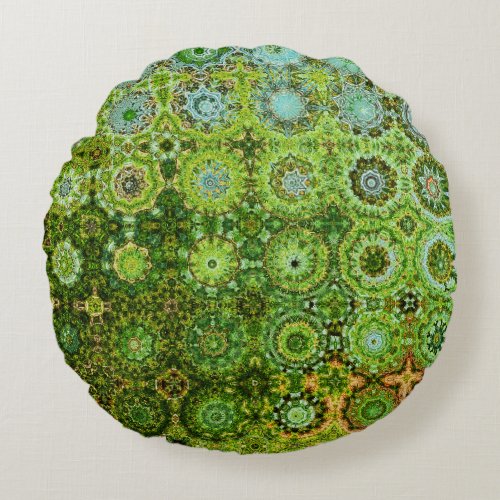 Beautiful Spruce Morphed Green Pine Needles  Round Pillow