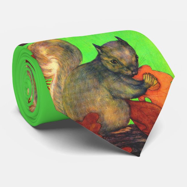 beautiful squirrel print  neck tie (Rolled)