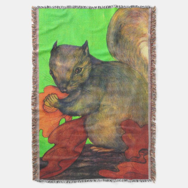 beautiful squirrel print throw blanket (Front Vertical)