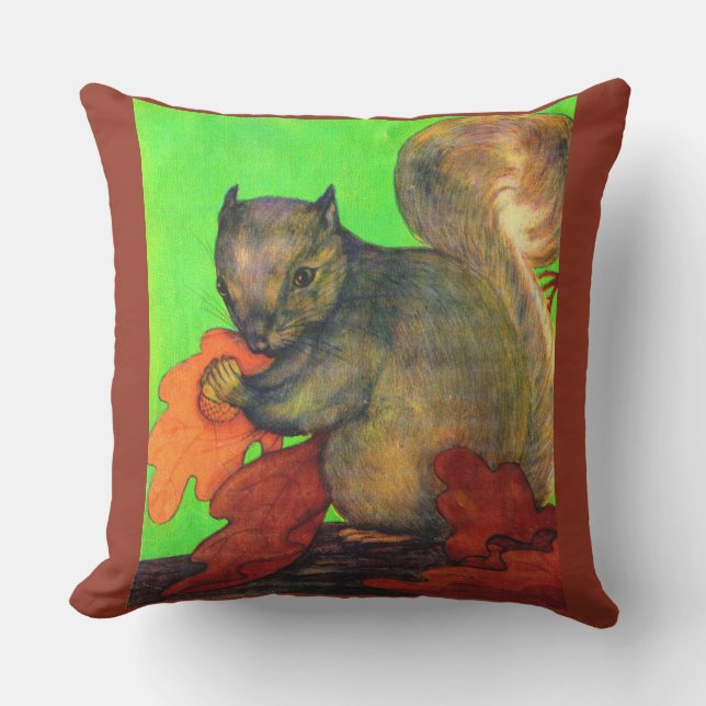 beautiful squirrel print throw pillow (Front)