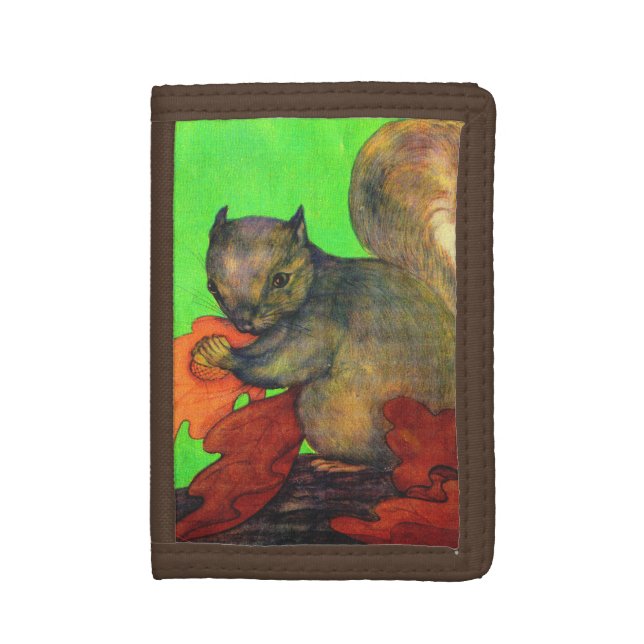 beautiful squirrel print trifold wallet (Front Vertical)