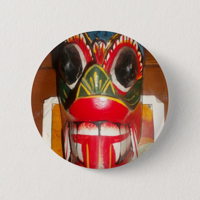 Beautiful Sri Lankan Traditional Fire Mask Art   Button (Front)