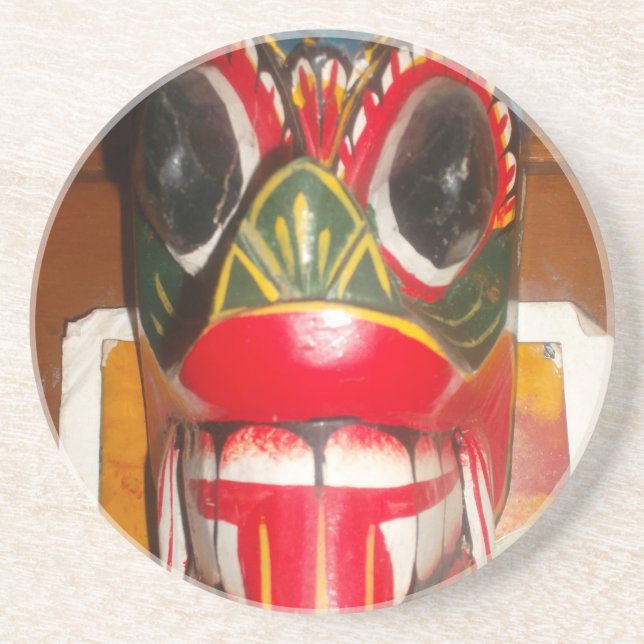 Beautiful Sri Lankan Traditional Fire Mask Art   Coaster (Front)