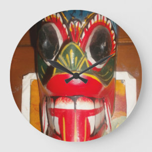 Beautiful Sri Lankan Traditional Fire Mask Art   Large Clock
