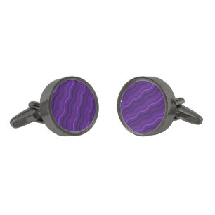 Beautiful Sriped Wavy Purple Cufflinks