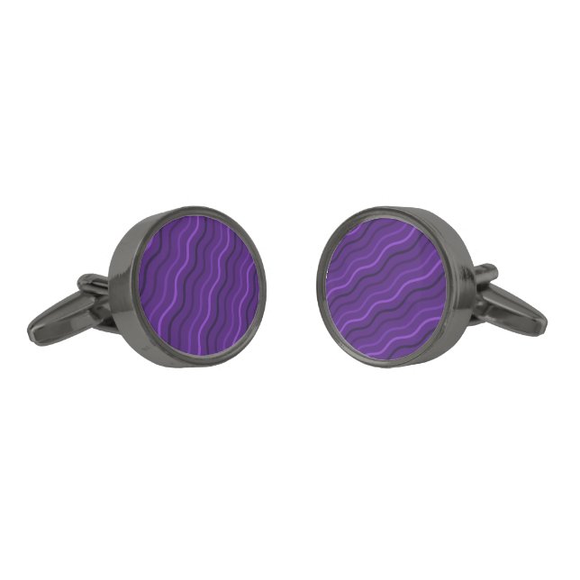 Beautiful Sriped Wavy Purple Cufflinks (Angled)