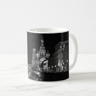 Beautiful St Petersburg Russia Black and White Mug