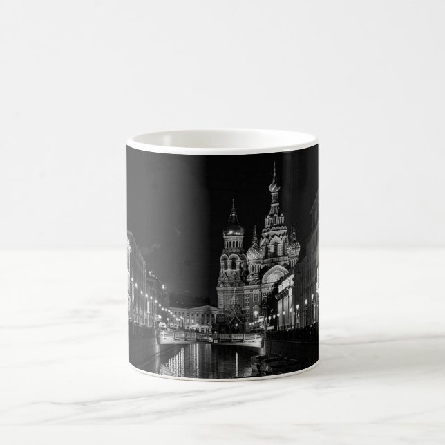 Beautiful St Petersburg Russia Black and White Mug (Center)