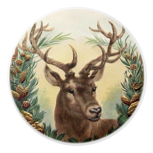 Beautiful Stag Deer with majestic antlers Ceramic Knob